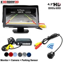 Koorinwoo câmera traseira com sensor, vídeo para estacionamento, carro, 4 sem fio, com monitor, colorido, show, detector de imagem, sensores de estacionamento