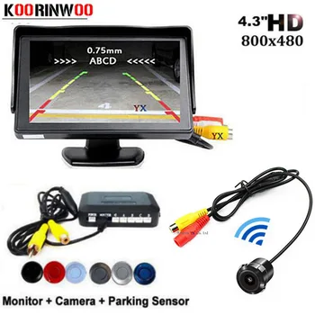 

Koorinwoo Car Video Parking Wireless Sensor 4 Rear Camera With Monitor Colorful Show Image Distance Detector Parking Sensors