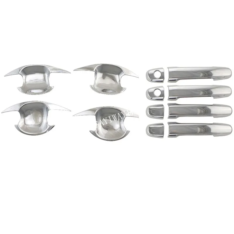 For Highlander Kluger 2003-2007 Handle Cover stainless steel Trim Set and wrist of door bowl cove Chrome Stickers Car Styling - Цвет: 12pcs