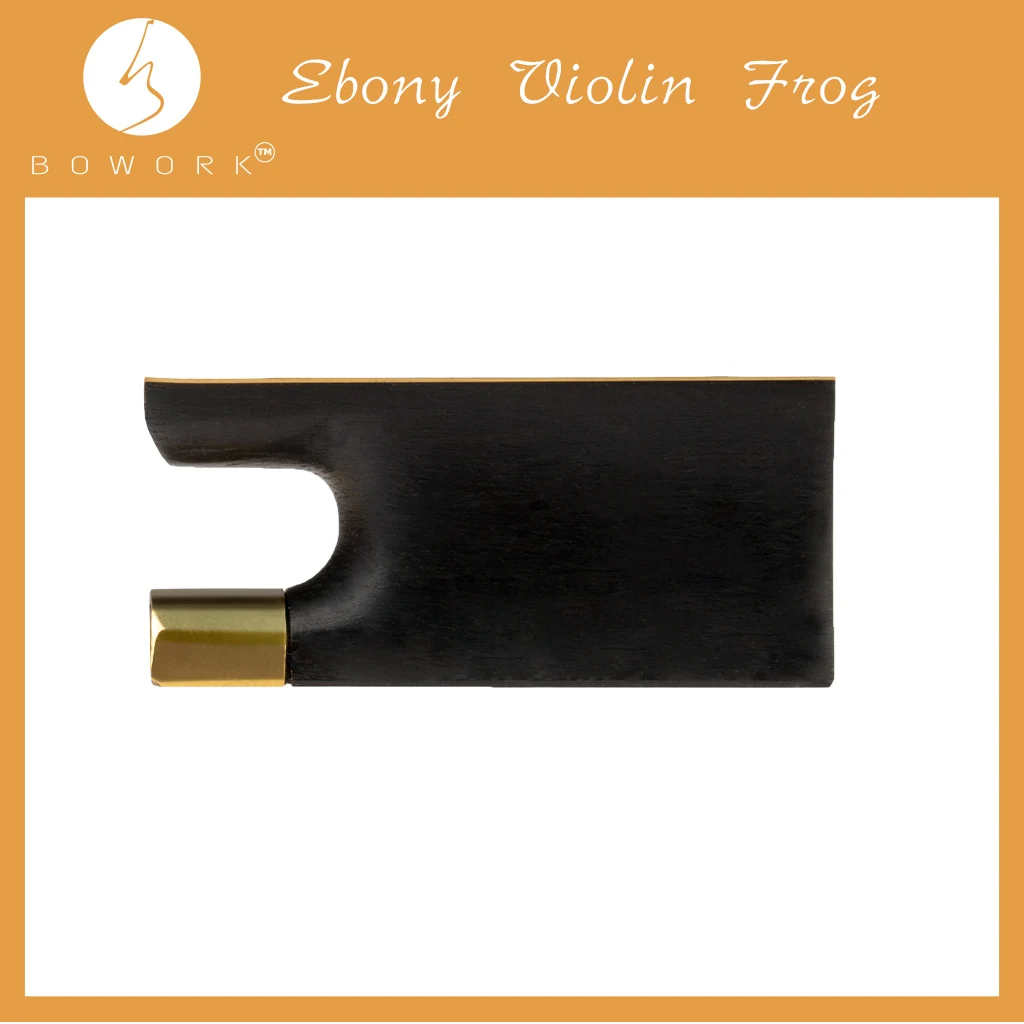 

BOWORK 4/4 Ebony Vioin Bow Frog With Brass Mounting Full Lined Fiddle Bow Frogs