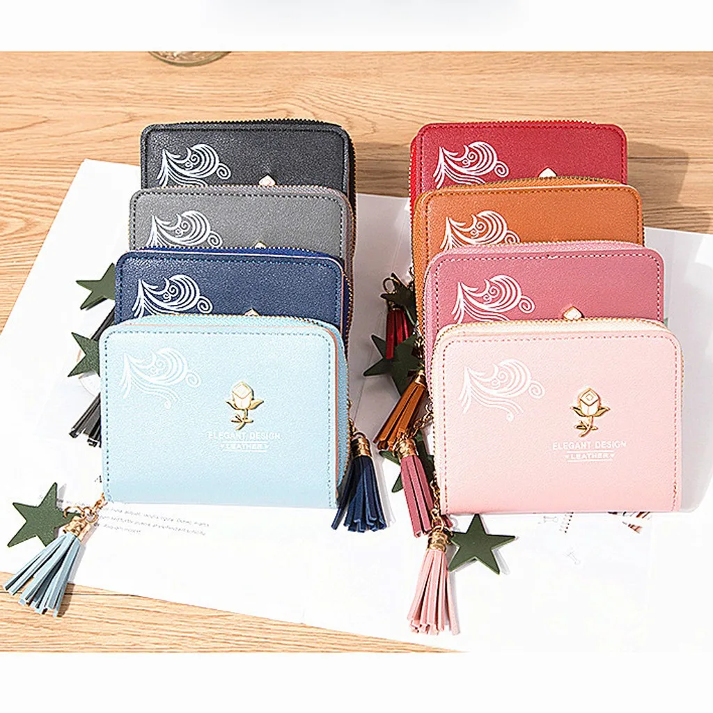 Aelicy, кошелек для карт, для монет, кожаный, модный, с бахромой, для женщин, девушек, сумка для хранения, для мелких вещей, для женщин, кожаный кошелек, для монет