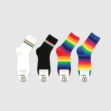 Женские носки в радужную полоску, теплые милые носки Kawaii, забавные носки из хлопка, уличная мода, повседневные носки, дышащие Носки Happy Art