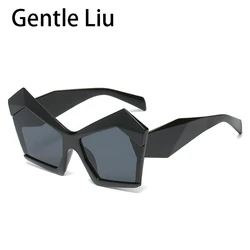 Oversized Irregular Cateye Sunglasses Ladies Fashion Luxury Brand Designer Sun Glasses Women Large Frame Retro Eyeglasses UV400