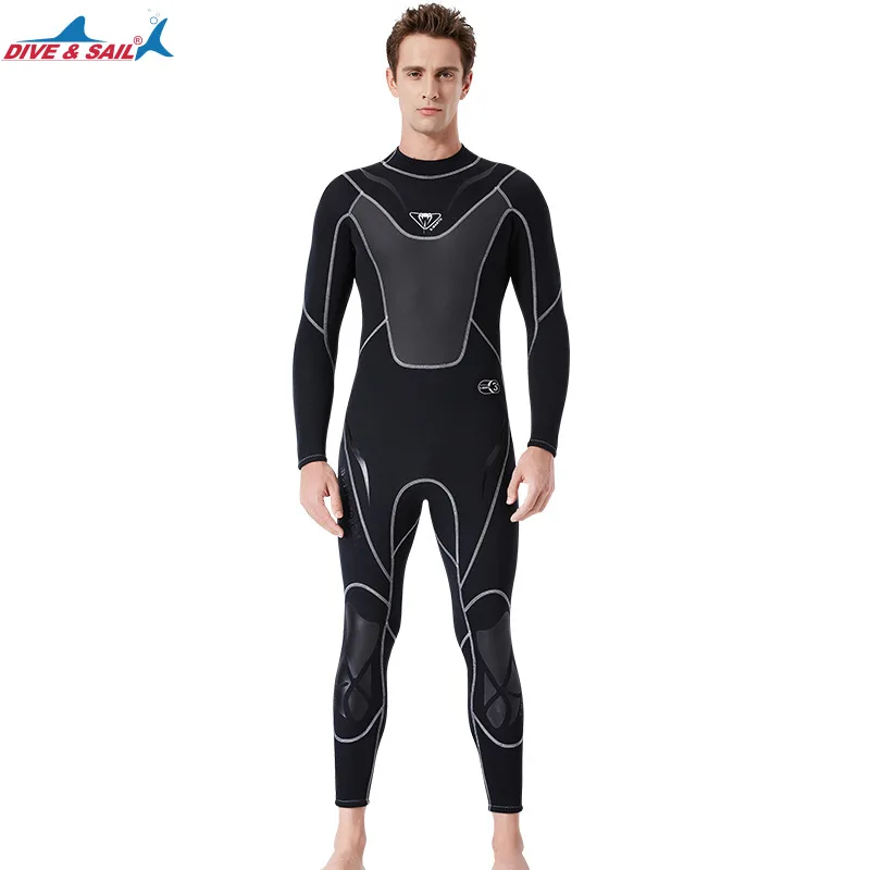 Black Dive& sail Man 3 мм неопреновый гидрокостюм с длинным рукавом цельный закрытый костюм для дайвинга подводное плавание серфинг подводное плавание анти УФ купальники - Цвет: Black