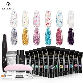 

SAVILAND Wholesale Glitter Acrylic Gel Nail Kits Uv Builder Gel Polish Extension Diamond Jelly Gel Fast Builder Nail Art Kit
