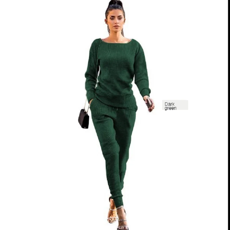 Осень 2020 модный стиль футболка прямые штаны костюм женский 8 цветов Повседневный