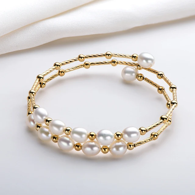 Fashion 14k gold filled charm bracelet for women 100% natural freshwater pearl twisted bracelet elegant gifts 2