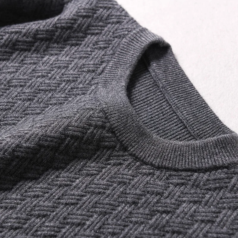 Sparsil Men Winter Knitted Cashmere Sweater O-Neck Full Sleeve Warm Wool Pullovers Argyle Body Pattern Outwear Jumpers