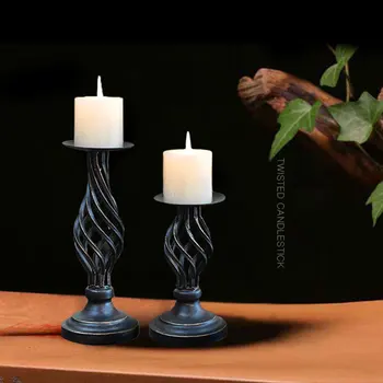 

2pcs Retro Hollow out Candlestick Decor Romantic Candlelight Dinner Props Wax Candle Rack Wedding Desktop Ornament Candle Holder