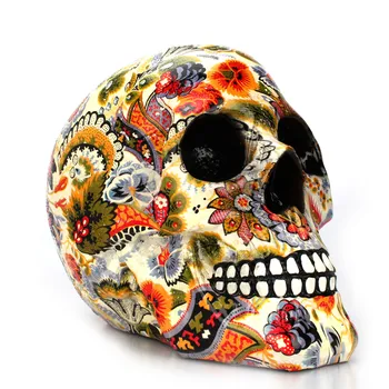 

Fashion colorful water transfer skull resin ornament Halloween gift