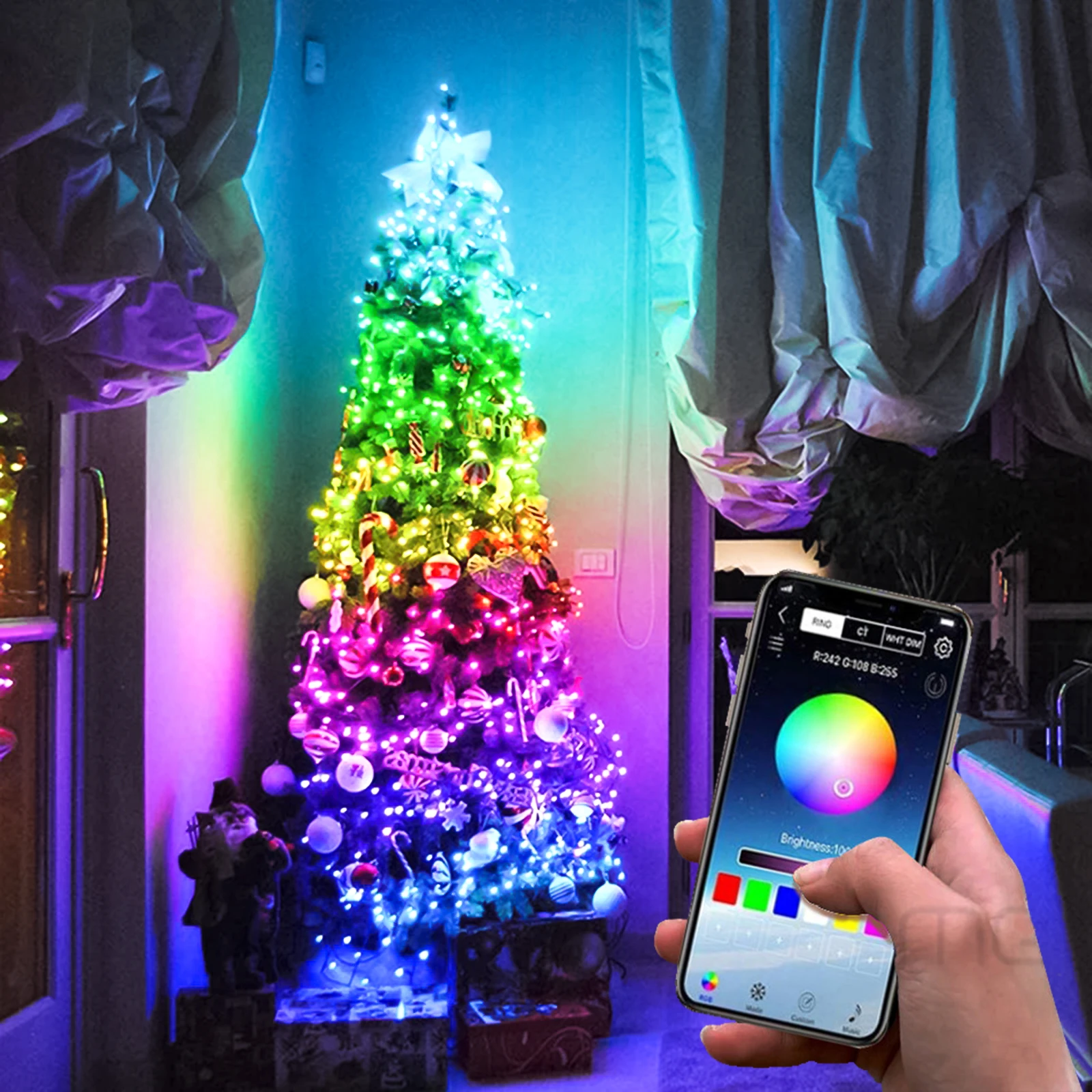 Placeret Tilslutte Skærm Christmas Tree Decor Led String Lights Bluetooth USB Control Merry Xmas For  Home navidad Noel Gifts New Year 2022 Decoration|Pendant & Drop Ornaments|  - AliExpress