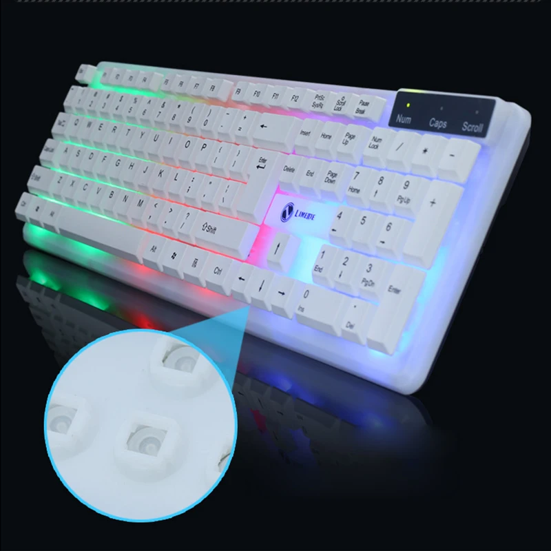 104 Keycaps Gaming Keyboard Colorful LED Backlit USB Wired Gamer Keyboard Professional Gaming Keyboard for PC 4