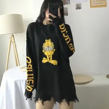 ^#Cheap Milinsus Cute Cartoon Garfield Cat Print Tassel Knit Sweater Women 2019 Autumn Winter Outerwear Loose black Sweaters Korean Top ^#Cheap Milinsus Cute Cartoon Garfield Cat Print Tassel Knit Sweater Women 2019 Autumn Winter Outerwear Loose black Sweaters Korean Top