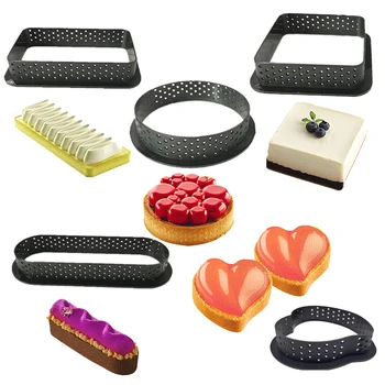 

Round Square Oval Shape Cake Mold Mousse Perforated Cutter Decorating Tool Dessert DIY Perforated Ring Non Stick Bakeware Tart