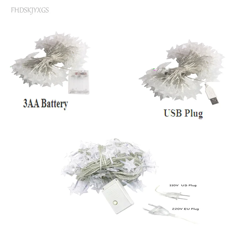 USB/배터리 3M/5M/10M 스타 라이트 LED 화환 요정 문자열 야외 램프 크리스마스 휴일 웨딩 파티 조명 룸 장식