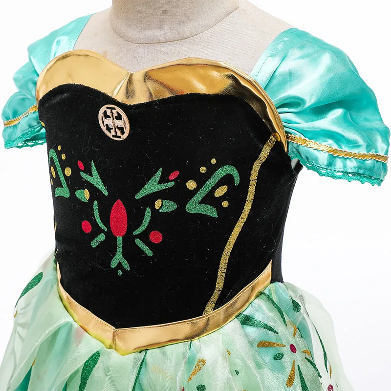 Girls Anna Elsa Elza Princess Dress Kids Costume with Wig Crown Children Snow Queen Halloween Birthday Party Cosplay Fancy Dress