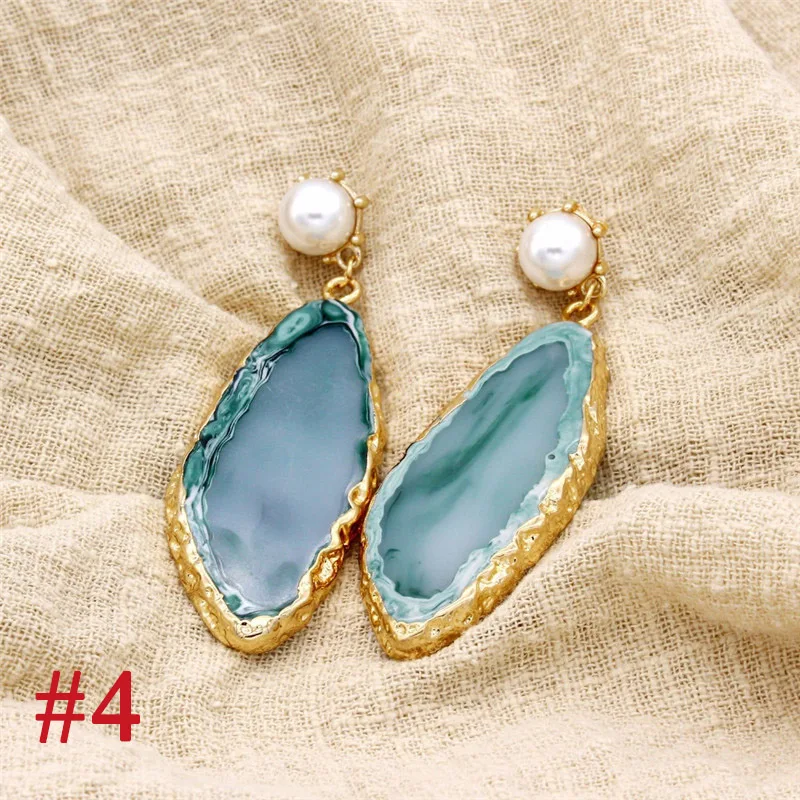 5Vintage Blue Pink Stone Resin Earrings Big Long Drop Earrings For Women Statement Jewelry Pendientes Mujer Moda 2019 Ohrringe (5)