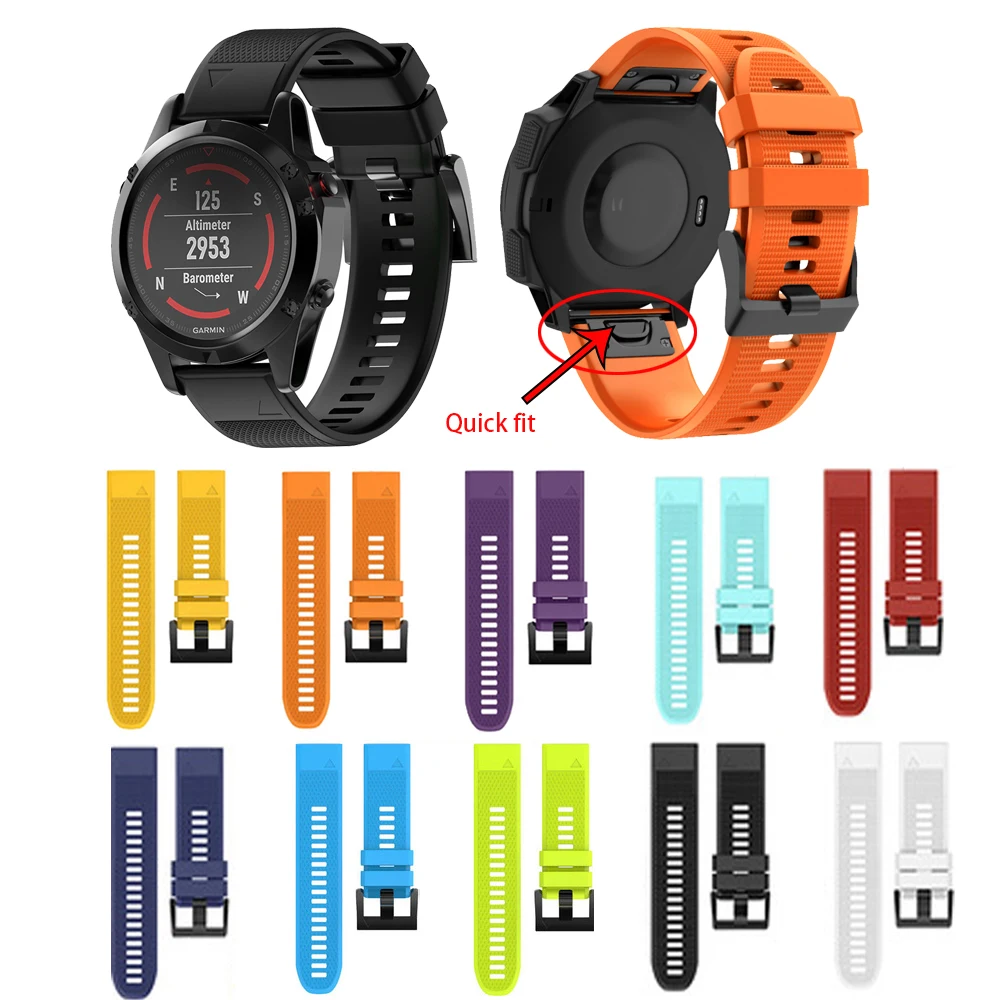Для Garmin Fenix 6 6X Pro 5 5X Plus 3HR силиконовый ремешок Fenix6 Fenix5 26 22 20 мм для часов Quick Release