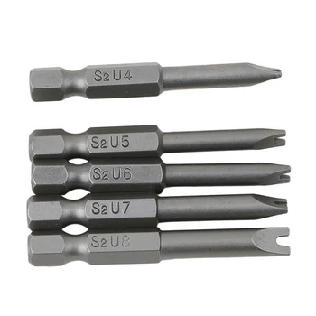 

5Pcs Magnetic U Shape Spanner Screwdriver Bits Tool 1/4" Hex Shank 50mm U4-U8