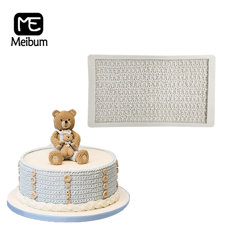 

Meibum Woollen Yarn Silicone Fondant Cake Mold Knit Ruffle Pattern Baby Birthday Paste Sugar Craft Pastry Border Decorate Mould