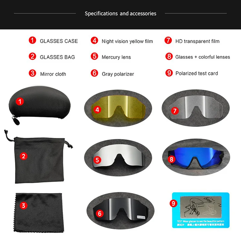2020 Polarized 5 Lens Cycling Glasses Men Women UV400 Road Bike Goggles Sport Racing Bicycle Eyewear Running Riding Sunglasses