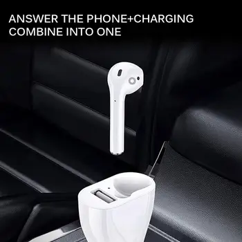 

2-In-1 Bluetooth Earphone Car Charger Single Earbud USB Quick Charging Handsfree Auto Connect Wireless Driving Headset