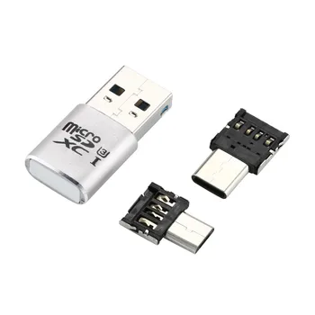 

USB 3.0 Mini Card Reader MICRO SD/TF Aluminum +Type C OTG & Micro OTG Adapter