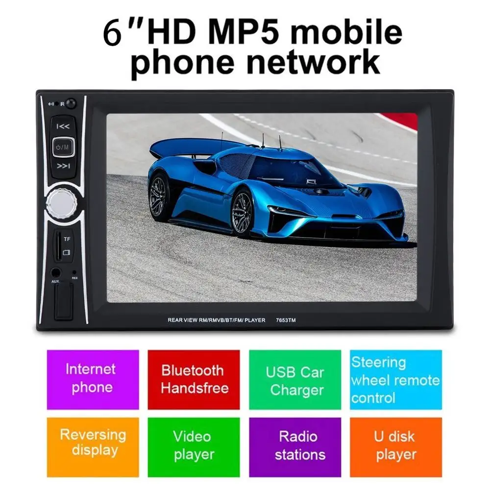 

6 Inch Digital TFT Touch Screen 2 Din Car Auto Radio RM/RMVB/BT/FM Mp5 Player MP4 Player Audio FM Radio 1080P Movie