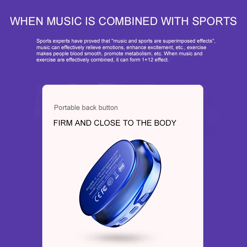 Новые MP3-плееры Bluetooth 4,2 mp3-плеер с длительным режимом ожидания шумоподавление без потерь воспроизведение музыки с 8G FM и запись