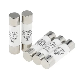 

10PCS 10*38 Fast Blow Ceramic Fuse 10x38mm Fuse 500V 1A 2A 3A 4A 5A 6A 10A 16A 20A 32A For RO15 RT18 RT14 Fuse Core