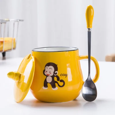3D керамическая чашка с изображением совы, креативная кружка, чашка для кофе, молока, с крышкой, ложка, термостойкая кружка, подарок, 420 мл, забавные кружки, Rugrats CL1122202 - Цвет: H