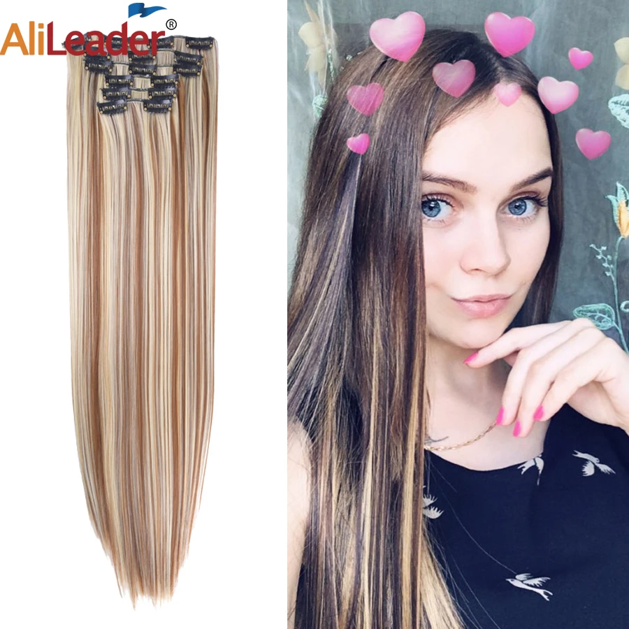 Synthetic Clip Hair Extensions Hair Extensions Women Ombre