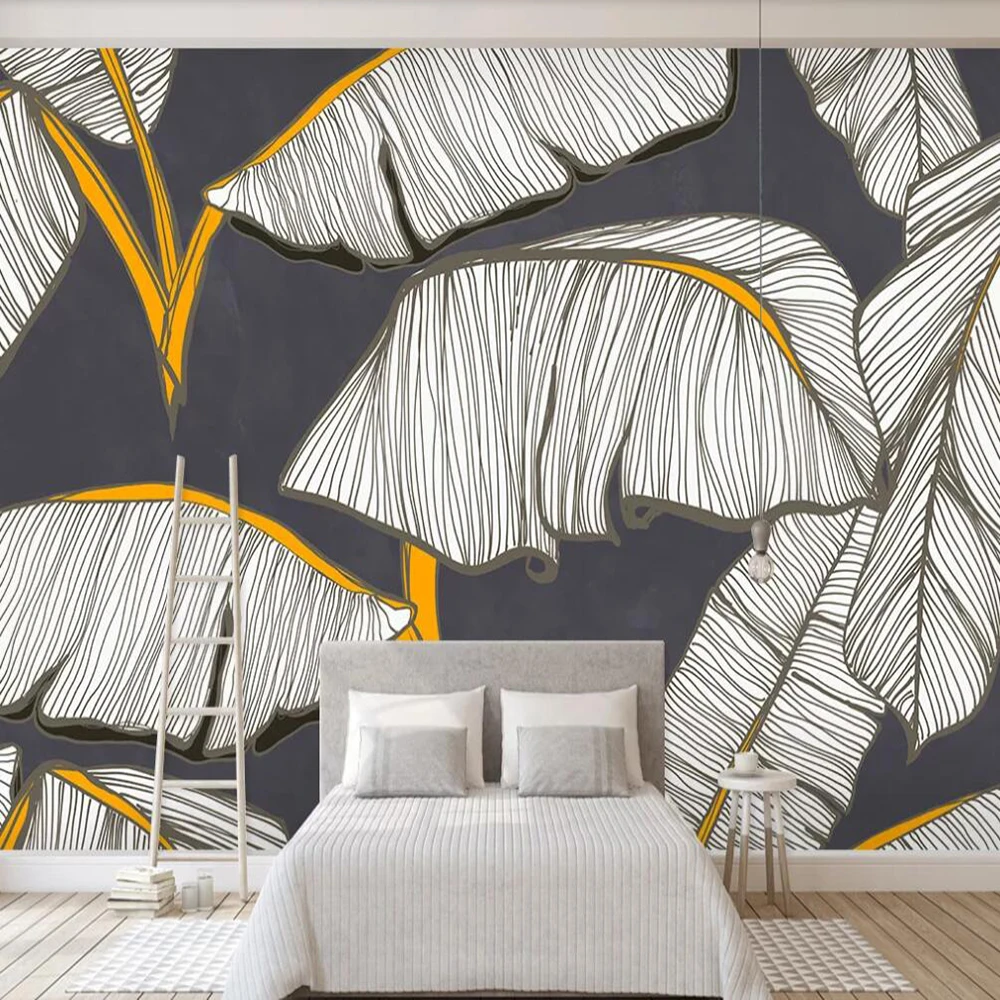 

Drop Shipping Custom Large 3D Wallpaper Mural European Retro Nostalgic Plant Leaves Living Room Wall Decoration Wallpaper