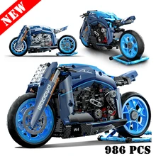 

986pcs City Technical Motorcycle Car Model Building Blocks MOC Racing Motobike Vehicles Bricks Toys for Children Gifts