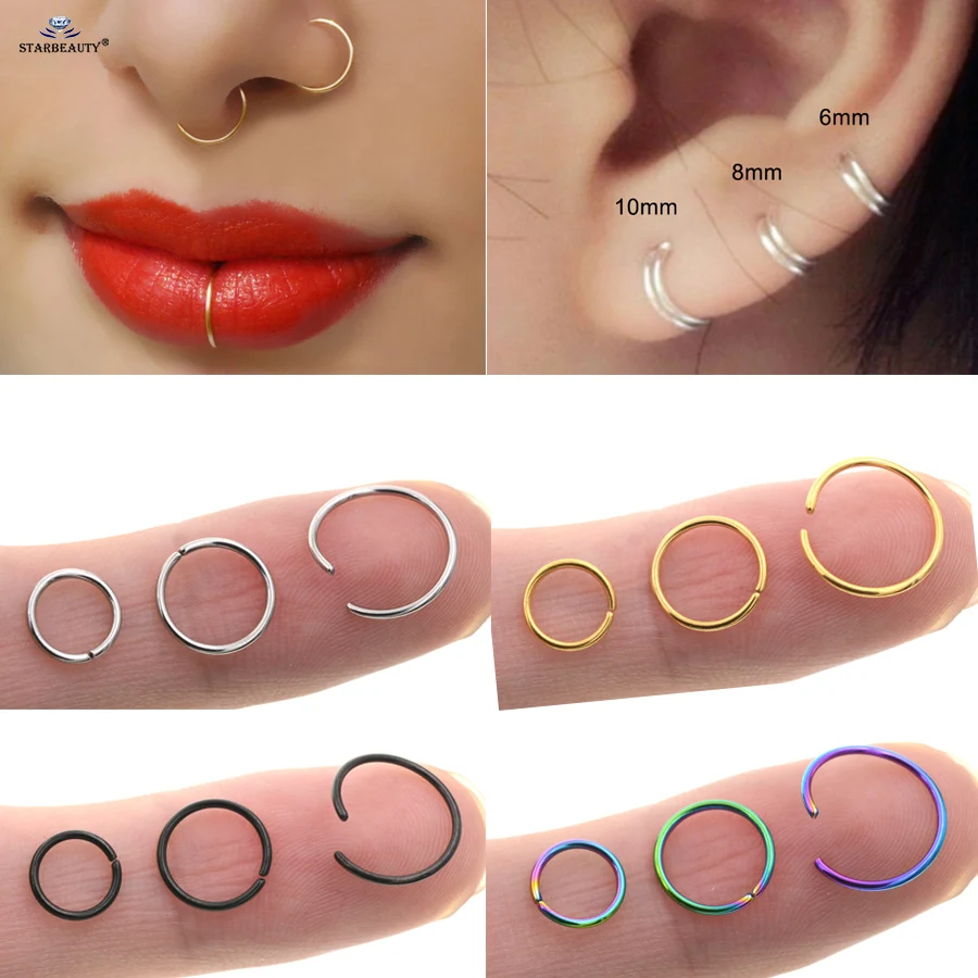 Amazon.com: Denifery Nose Rings Hoop Chain Fake Septum Ring Non Piercing  Nose Rings with Chain Nose to Ear Chain Nose Ring Body Jewelry for Women  and Girls (Silver 4) : Clothing, Shoes