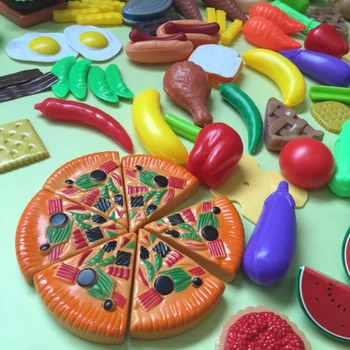 

120pcs Kitchen Toy Set Baby Kids Pretend Play Plastic Food Toy Fruit Vegetable Food Pretend Educational Classic Children Toys