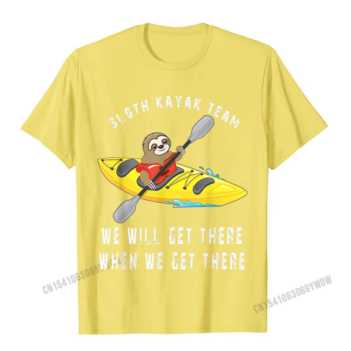 Classic 2021 Popular Leisure Tops T Shirt Round Collar Fall 100% Cotton Short Sleeve T-Shirt for Men Simple Style Tops Tees Sloth Paddling Kayak Team funny Sloth Team T-Shirt__546 yellow