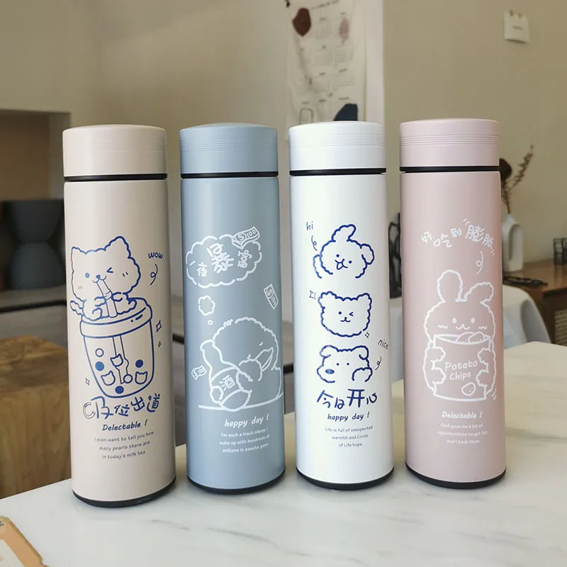 450ML Cartoon Vacuum Flask Cute Animal Thermos Bottle Stainless Steel Water Bottle Outdoor Portable Water Cup Travel Mug