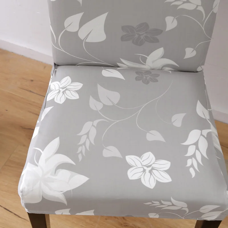 Grey And White Flower Long Back Chair Cover Europe Style Seat Covers Chair Covers For Hotel Party Banquet Home Christmas