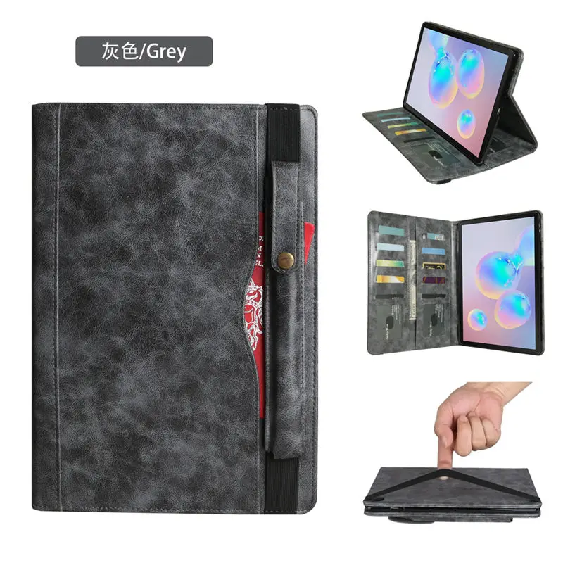 Премиум чехол для Samsung Galaxy Tab S6 10,5 SM-T860 SM-T865 T860 10," чехол Funda с держателем для карандашей+ подарок - Цвет: Gray