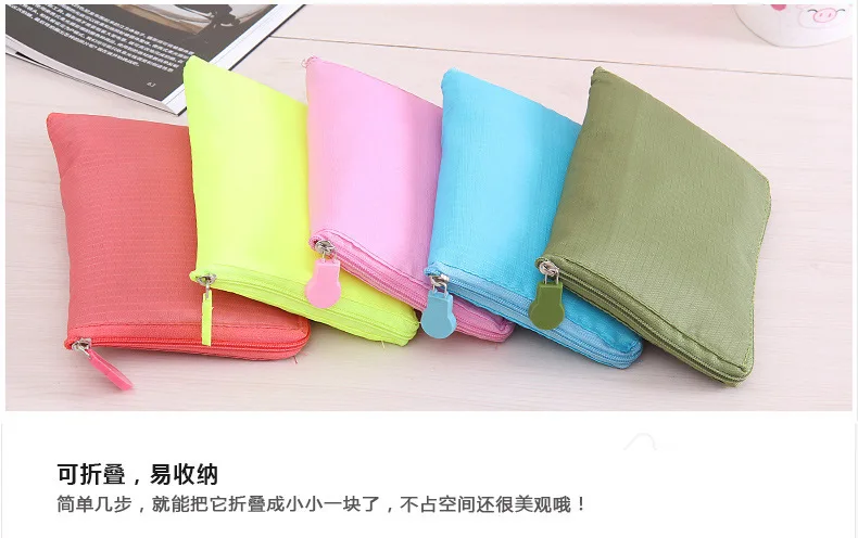 Creative Large Size Hand Eco-friendly Bag Foldable Zipper Portable Grocery Shopping Bag Waterproof Shopping Handbags Can Be Prin