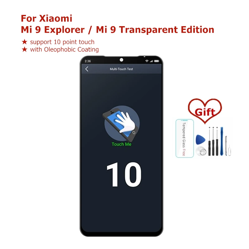 Для Xiaomi Mi 9 Explorer ЖК дисплей с рамкой 10 сенсорный AMOLED экран для Mi9 прозрачная версия
