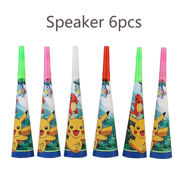 Pokemon Birthday Party Tool Props Straw Banner Baby Shower Party Supplies Wedding Balloon Decoration Pikachu Topper Boy Surprise 6PCS speaker