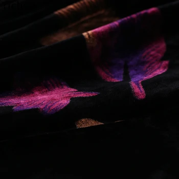 

114cm*50cm Maple Printing Real Silk Cloth Material Printing Pleuche Lining Velvet Cheongsam Dress Skirt Cloth