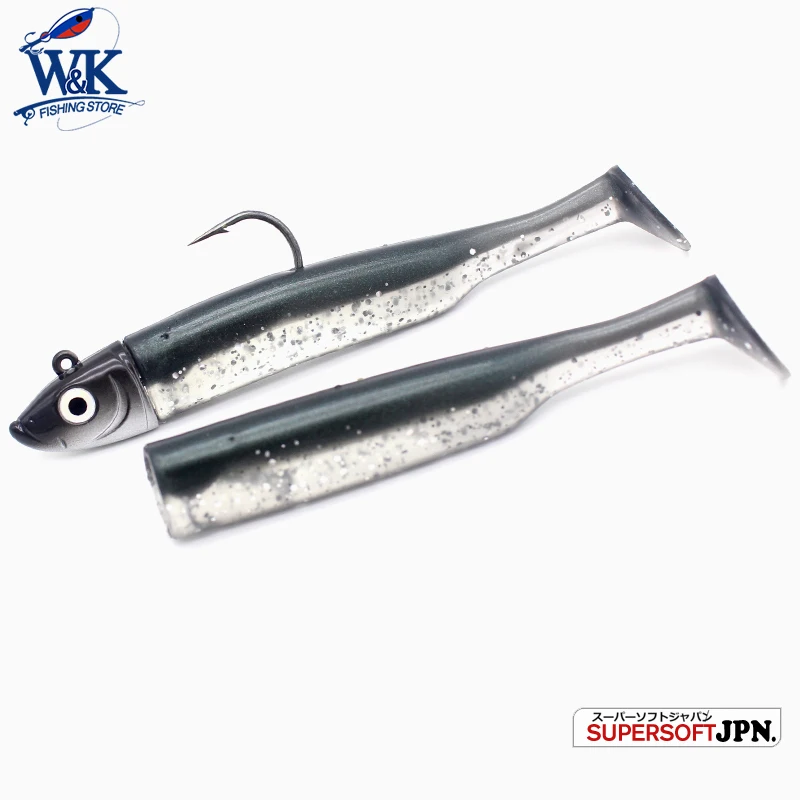 

W&K Brand 9cm/22g Leurre Souple Lifelike Eye Flexible Tail Jig Head Artificial Lures Sea Fishing Bass Rock Fish J1701