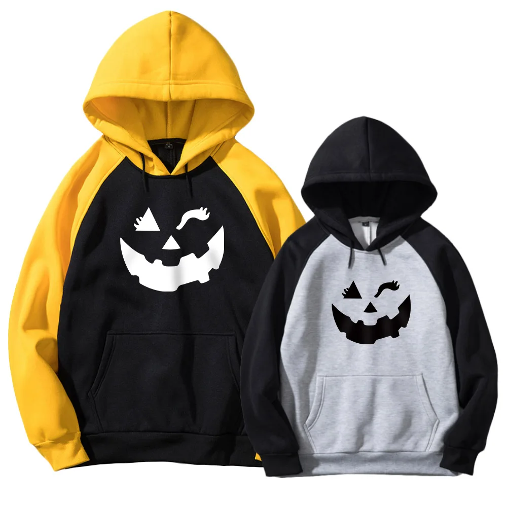 

2QIMU Oversized Couple Hoodies Pattern Halloween Printed Sweatshirt Long Sleeve Autumn Winter Hoodie Men nasa Hoodies Streetwear