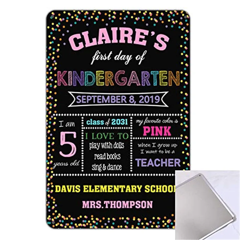 

Art Studio Chalkboard Style First Day of School Reusable Easy Clean Decoration Sign Photo Props 8x 12Inch Metal Sign Plaque A10