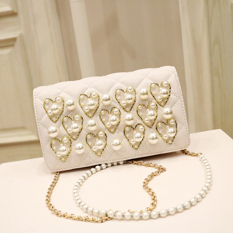 

2020 New Famous Designer Pearl Chain Shoulder Messenger Bags Unique Design Luxury Fashion High Quality Women Purse and Handbags