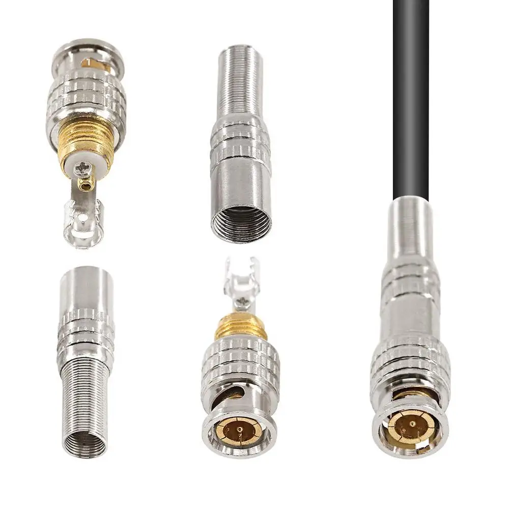 10 шт. BNC JR-B25 мужской solderless BNC разъем для системы видеонаблюдения