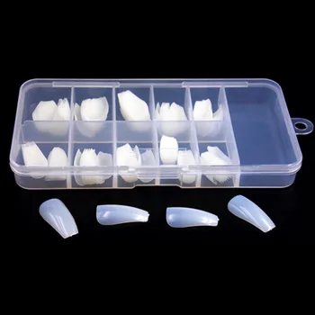 

100-600 Pcs long French Fake Nail Full Cover DIY Beauty Art Tips Ballerina Nails For Home Professional Salon False Finger Nail